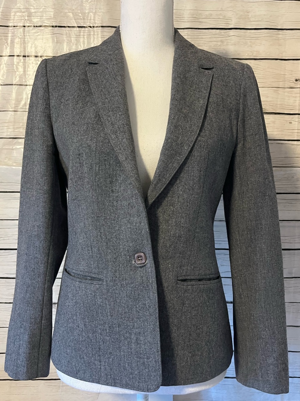 Vintage Pendelton Two Piece Gray Wool Pantsuit Classic Minimalist Size 2